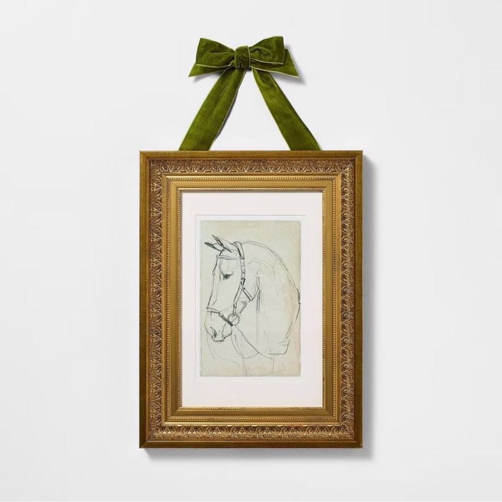 12x16 Framed Horse Sketch Hanging Bow Wall Art – Threshold Studio McGee Target